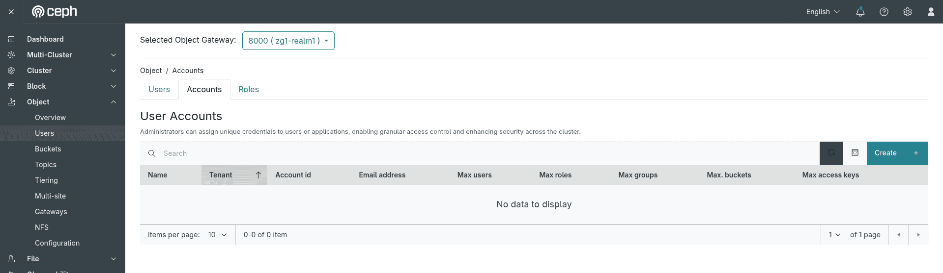 Step 1: Account list page