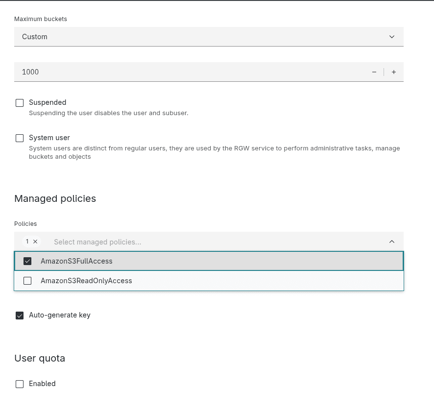Step 4.1: Create User: Apply managed policy